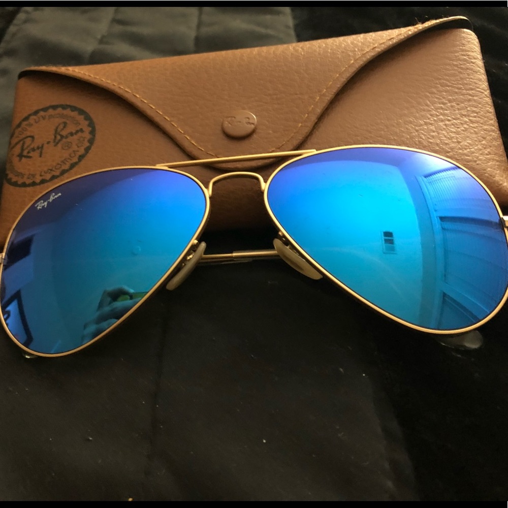 NEW: RayBan Gold & Blue Aviator Sunglasses